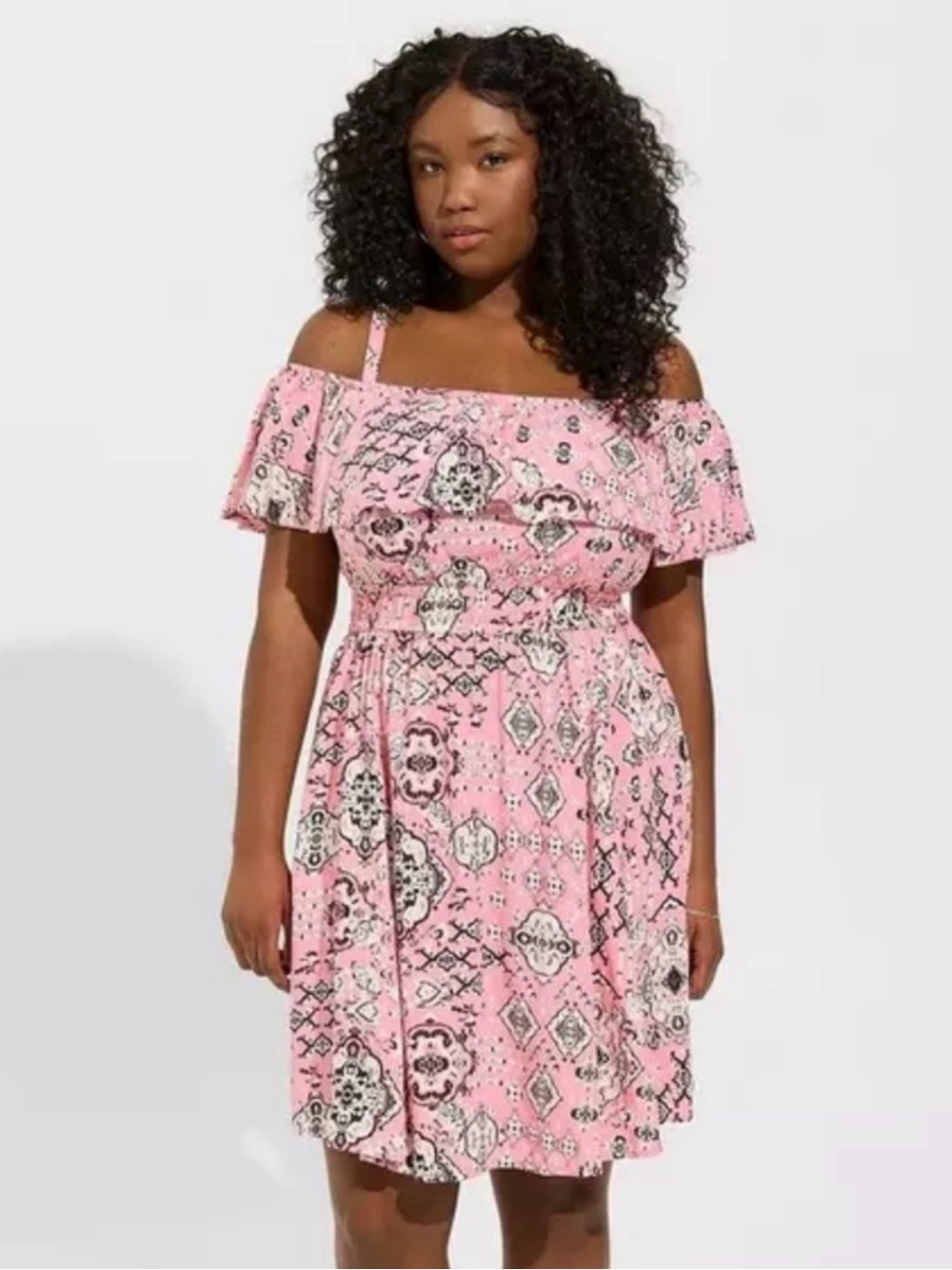 NWT Torrid Mini Wash Challis Off Shoulder Skater Dress
